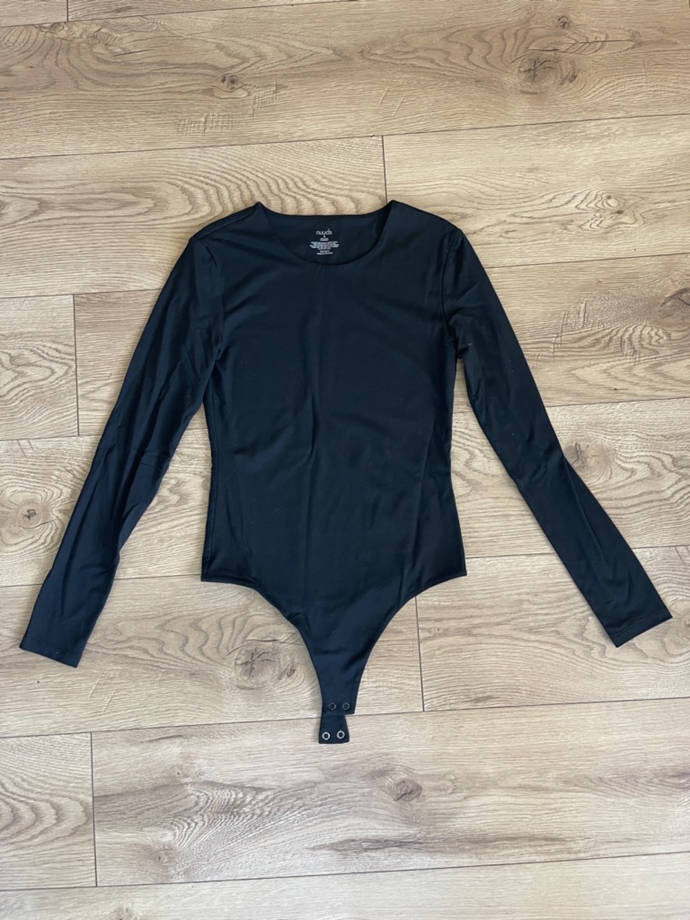 nuuds Black Crewneck Long Sleeve Bodysuit